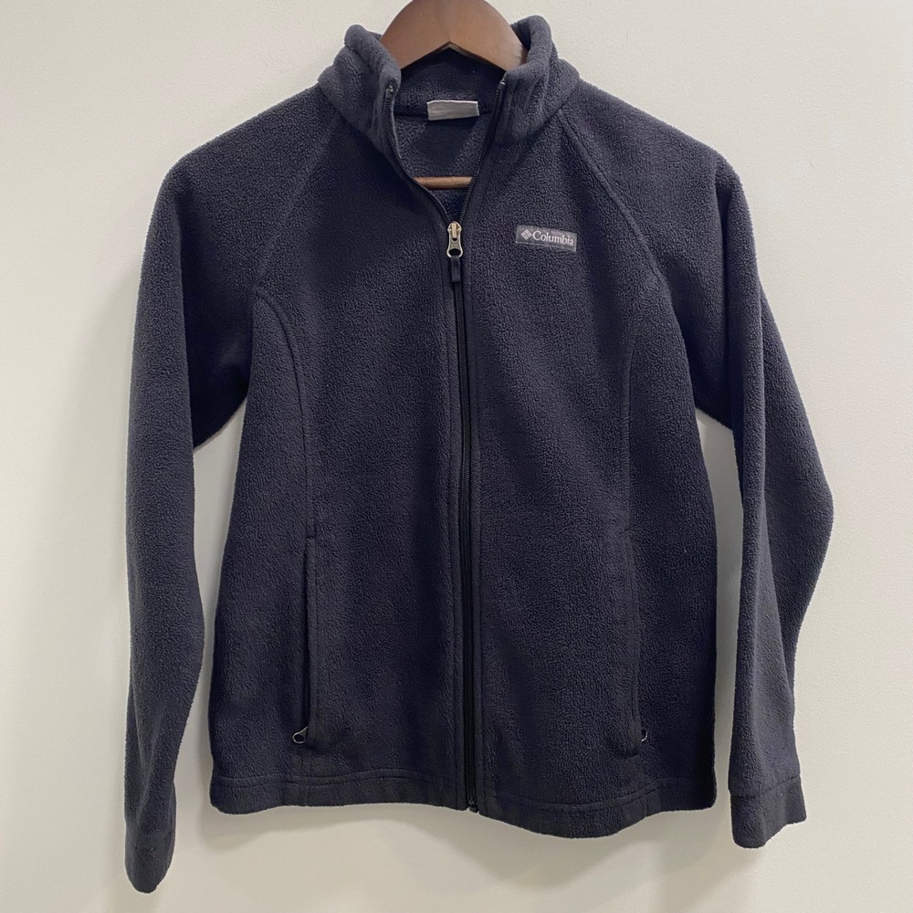 Columbia Fleece Jacket Kids L 14/16 Navy Blue Full Zip Outdoor Layer Cozy Warm